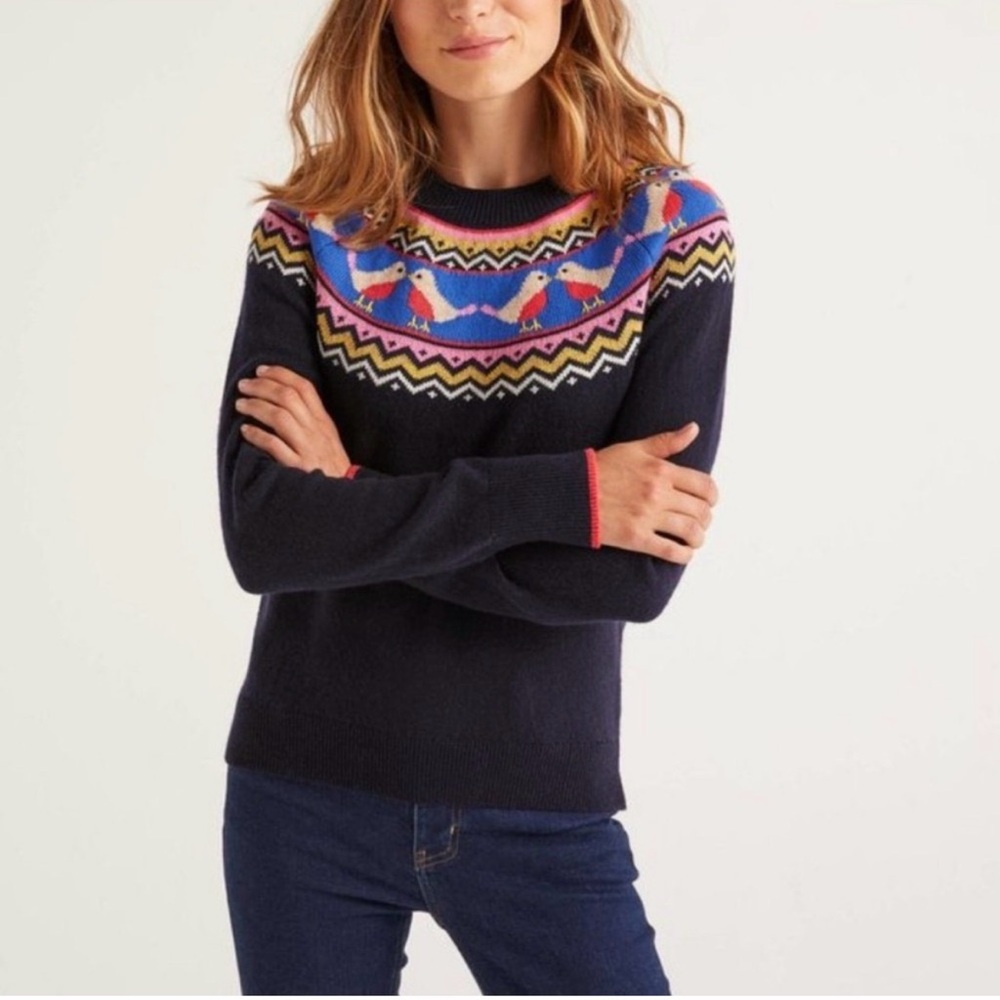 Boden Bird Themed Faire Isle Sweater